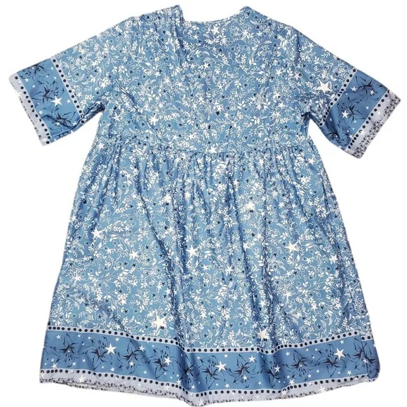 Misslook Short Sleeve Floral and Stars Midi Dress with Tassels- plus size - Picture 4 of 7